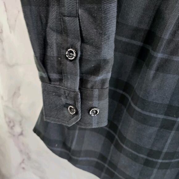 Dixxon Flannel Shirt Womens Small Black Plaid Button Up The 45 Long Sleeve Poly - Picture 8 of 14